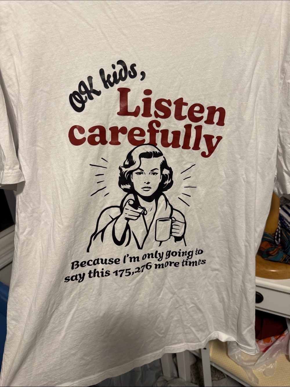 White "Listen Carefully" Graphic Kids Tee